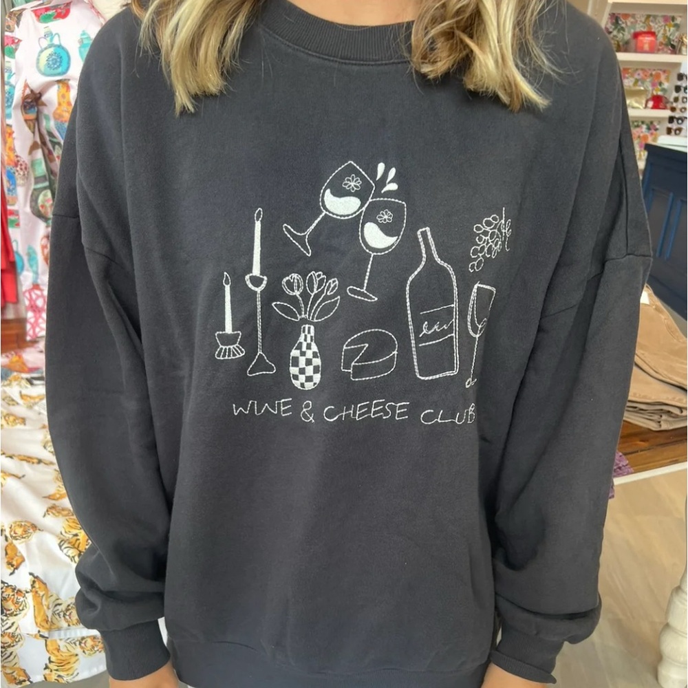 Women’s Z Supply “ Wine and Cheese Party” Sunday Sweatshirt. Size S.
